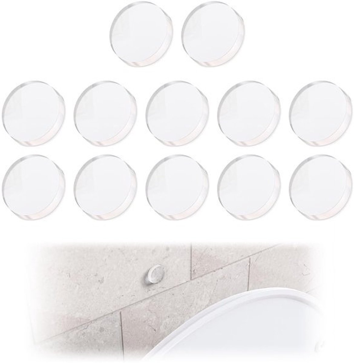 Solidchoice - Set van 12 Discrete Deurstoppers met Transparante Handgreep