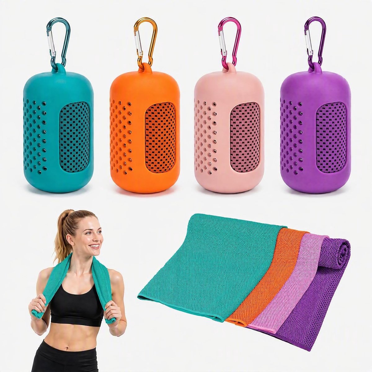 Handdoek, 4 stuks, 30 x 90 cm, 4 kleuren