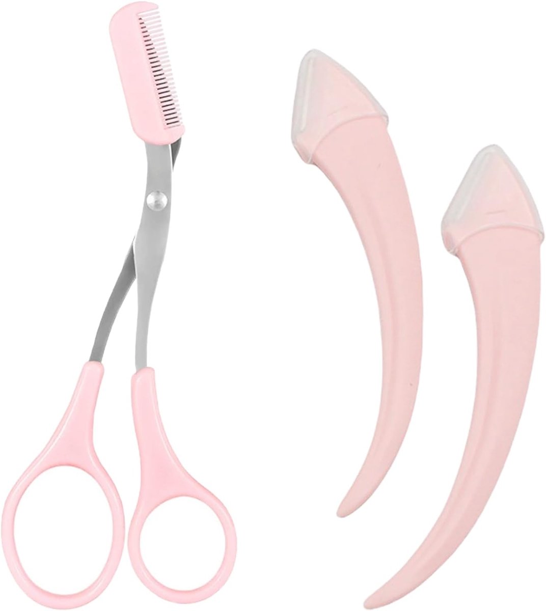 2 x wenkbrauwscheerapparaat + 1 x wenkbrauwschaar met kam, roestvrij staal, beauty wenkbrauwtrimmer, wenkbrauwscheermes & schaars, professioneel precisiegereedschap voor vrouwen en