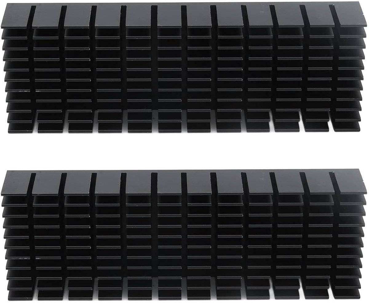 Koelribben, slijtvast groot contactoppervlak, 120 x 40 x 20 mm, zeer efficiënte aluminium koellichaam voor elektronische componenten voor CPU (met lijm)
