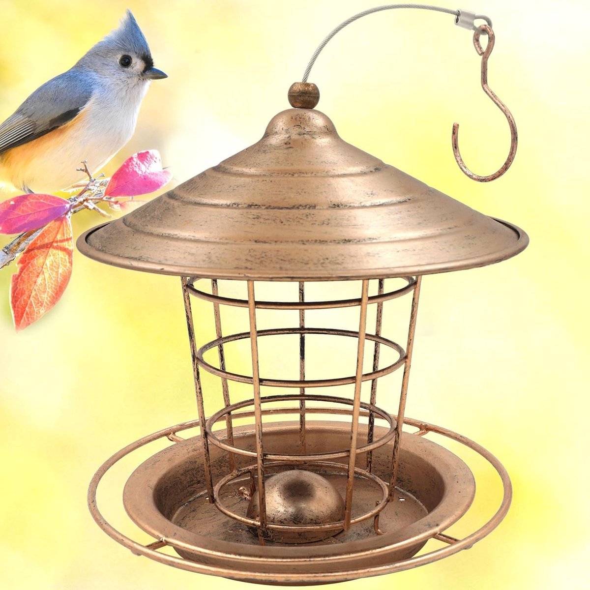 Hanging Vogelvoeder voor Tuin - IJzeren Voederhouder voor Vetbollen en Zaden voor Wilde Vogels zoals Merels en Meeuwen