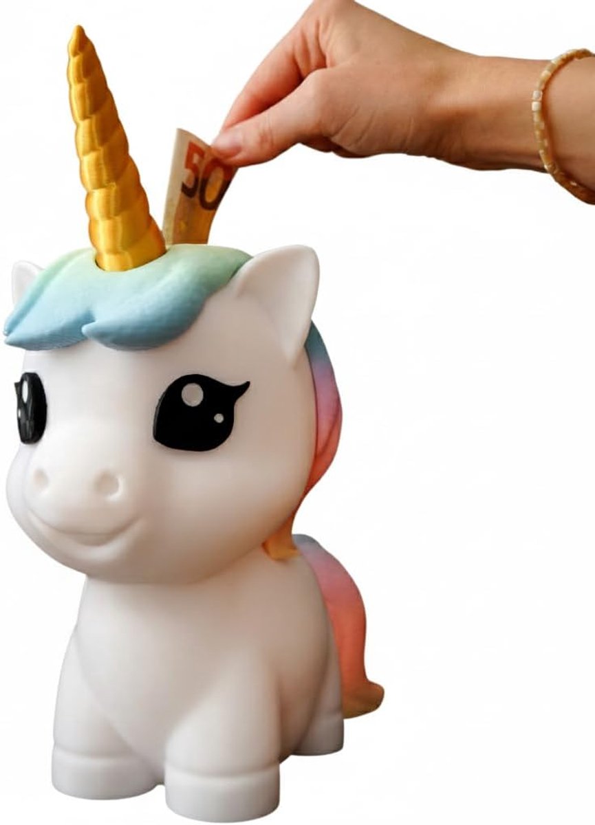 Spaarpot spaarpot gouden hoorn regenboog manen en staart cadeau