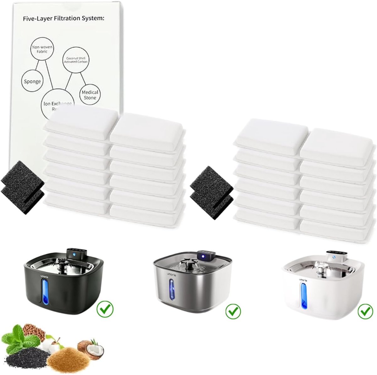 12 filters voor drinkfontein voor katten, draadloos