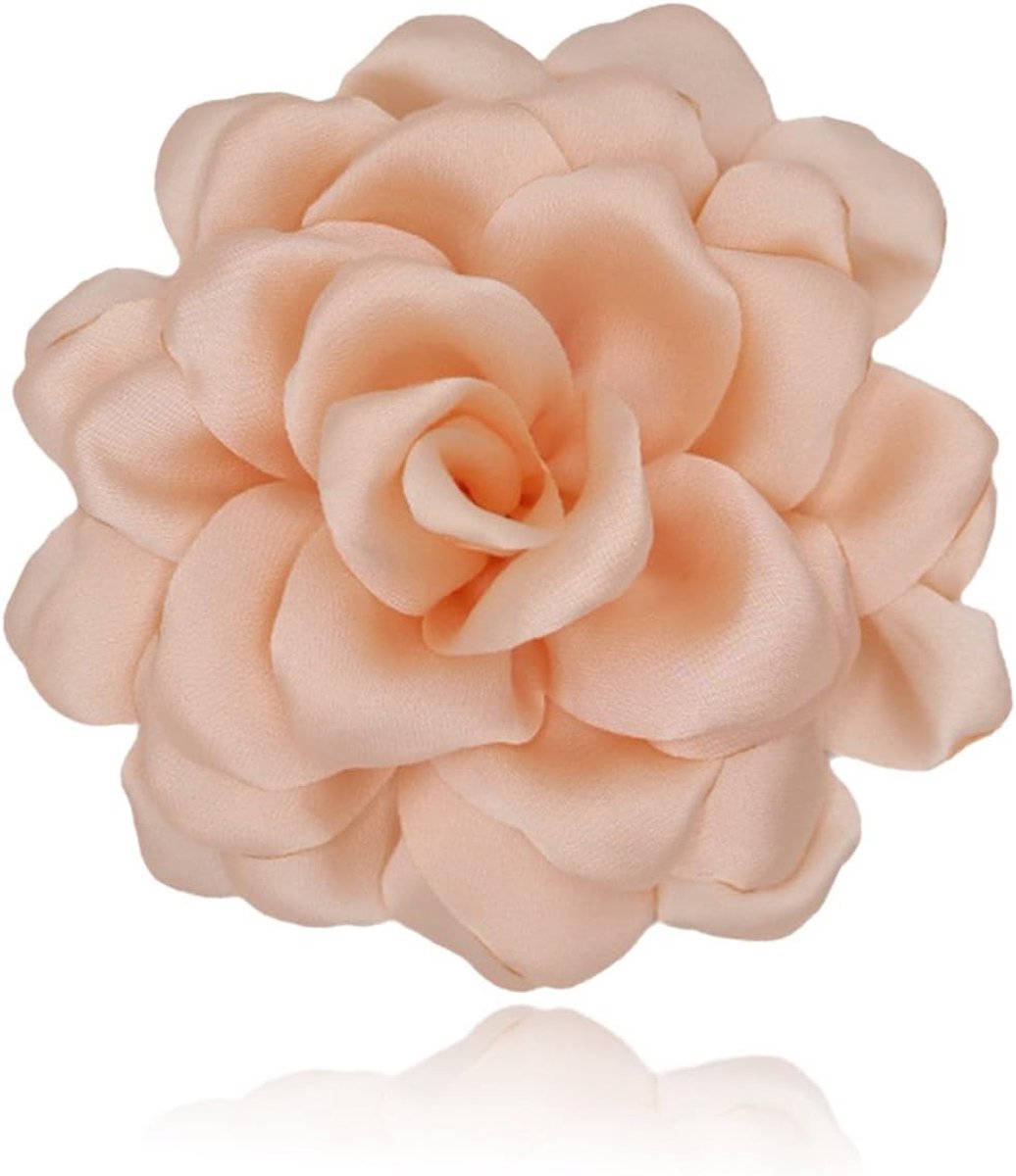 1 stuk bloemen voor jurk, speld van zijde voor kleding, grote bloem, haarspeld voor dames, elegant, bloemen voor bruiloft, feest, dans (lichtoranje)