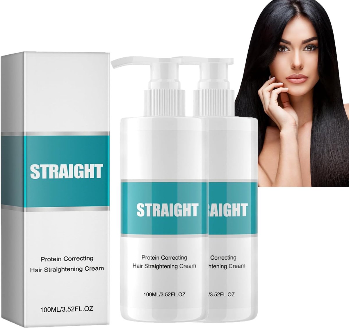 2 stuks stijlcrème voor haar, corrigerende gladmakende crème met eiwitten, maakt kroeshaar straightening crème, 2 stuks x 100 ml