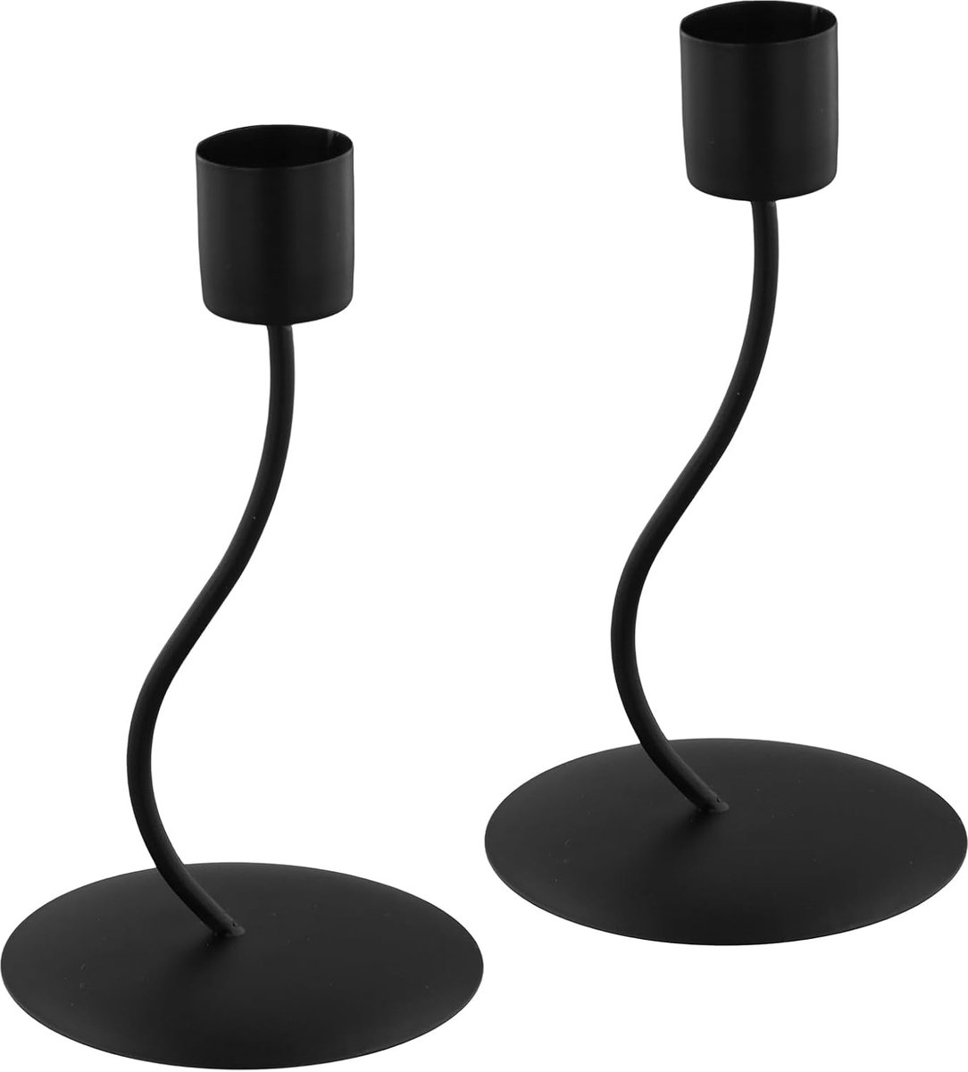 2 stuks zwarte kandelaarhouders, taps toelopende kandelaar, vintage metalen kandelaar standaard voor thuis, feest, bruiloft, diner tafelblad decoratie-zwart