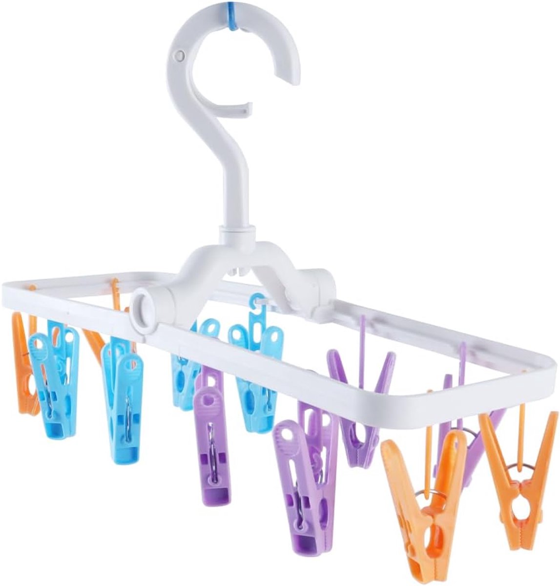 Draagbare ondergoedhangers met 12 clips, sokken, 360° draaibare haak voor sokken, ondergoed, balkon en binnengebruik