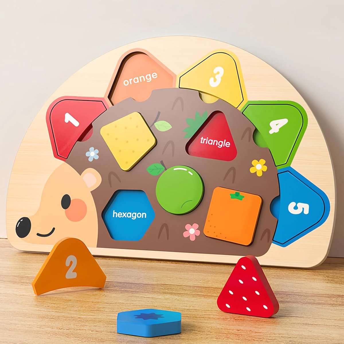 Shape Sorter, houten puzzel babygel, kleursorteerspeelgoed voor peuters, voor ouder-kind interacties thuis en op de kleuterschool