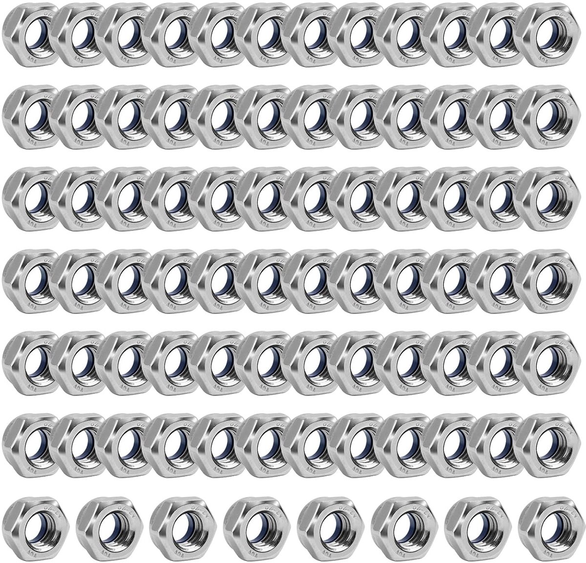 80 Pcs Hex Nuts M6, Self-Locking Nuts M6, Stainless Steel Locking, DIN985, Standard Locking, Hex Strike, Control - ShopVlot