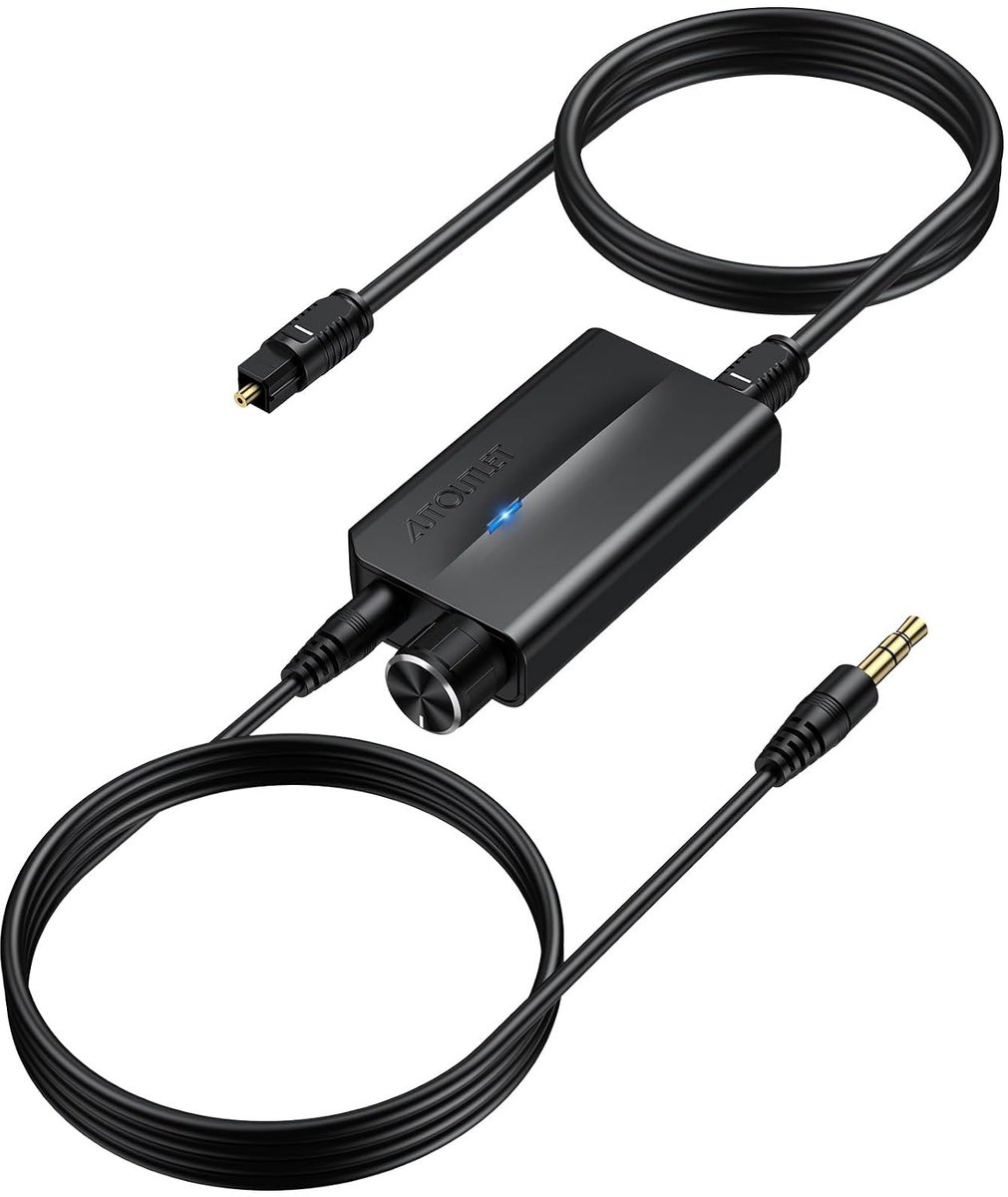 DA Converter, 192kHz DAC Converter, Digital to Analog Audio, Converter with Volume Control and 1m Detachable 3.5mm - ShopVlot