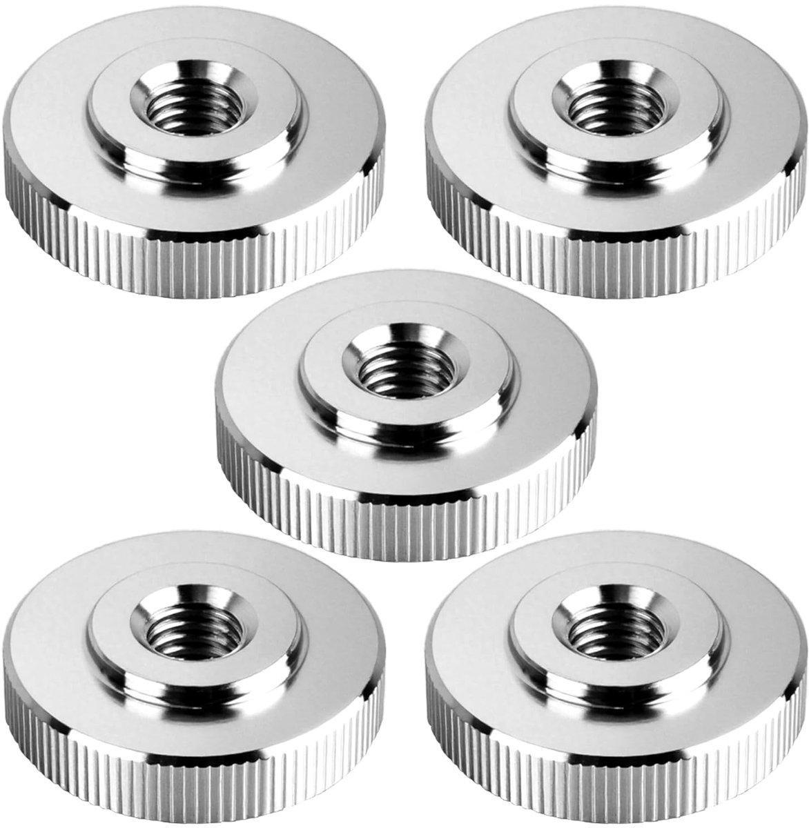 5 Pieces M6 DIN467 Knurling Nut,Stainless Steel Round Knurling Nuts, Serrated Nuts, Knurled Handle Hand Pulling - ShopVlot