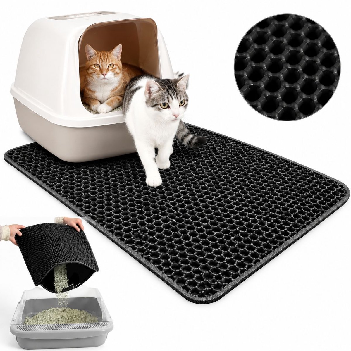 VHV - Kattenbakmat - Waterdicht - 40 cm - Dubbellaags - Urinebestendige opvangmat - Honingraatstructuur - Schoonloopmat kattenbak - voor katten