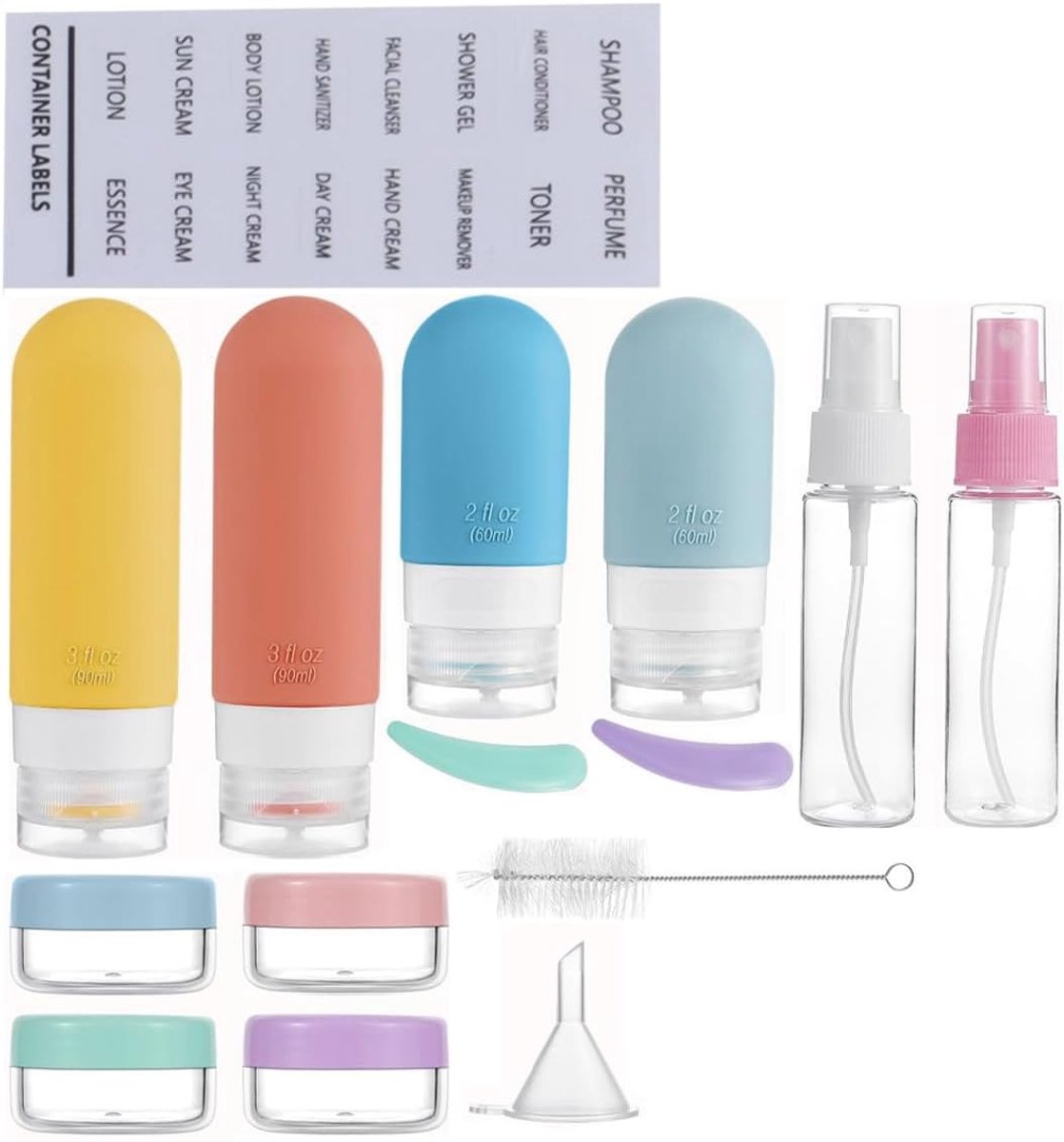 1 set reis-toiletcontainer, lekvrije siliconen Easy Squeeze shampoo conditioner, flessen om bij te vullen, herbruikbare cosmetica-tubes