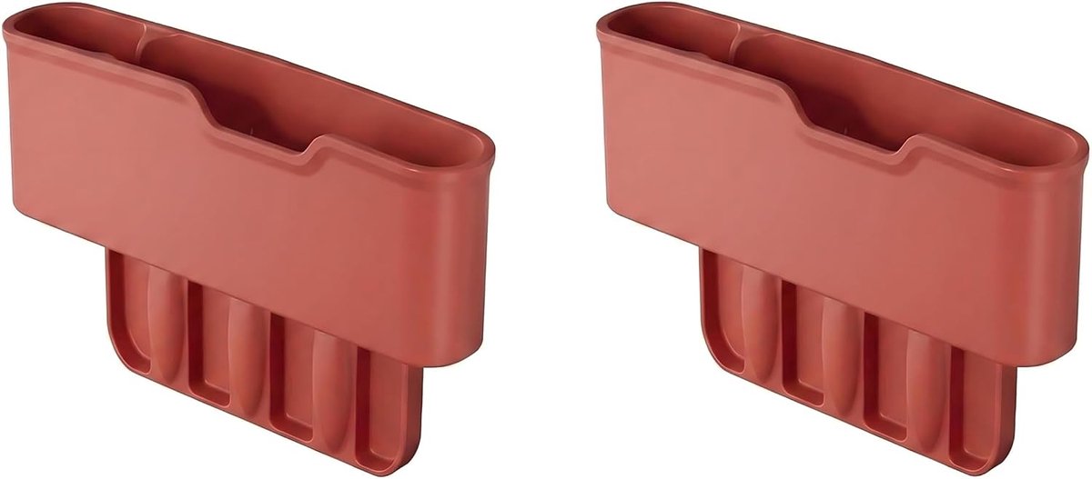 Autostoel spleet-organizer van siliconen, stoelopening, auto-organizer voor zitting en middenconsole, opbergdoos voor mobiele telefoon, kaarten, sleutels en kleine onderdelen (rood, set van 2)
