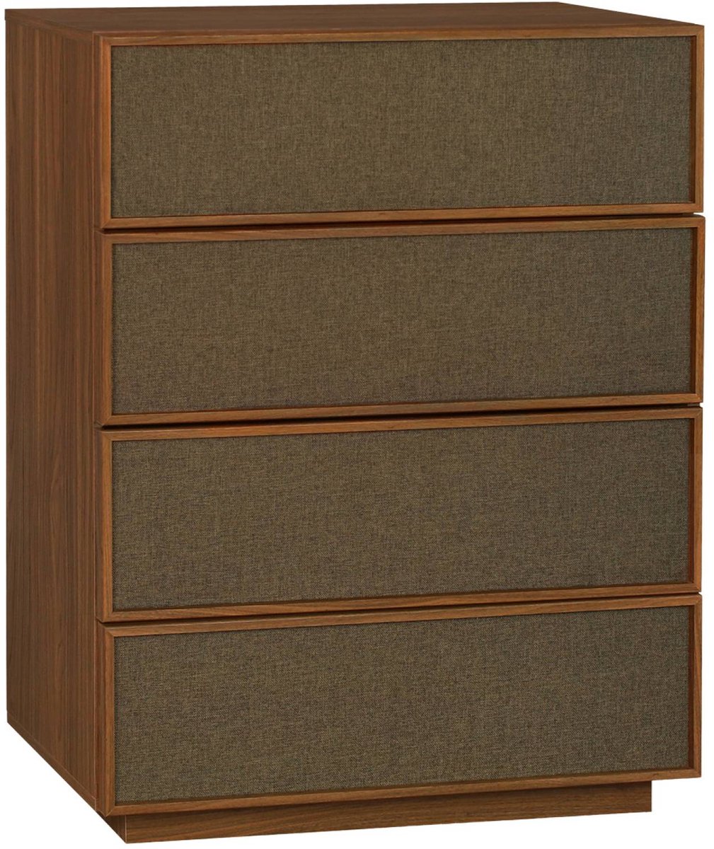 sweeek Ladekast met 4 lades houtdecor en stof l80 - kuba walnoot