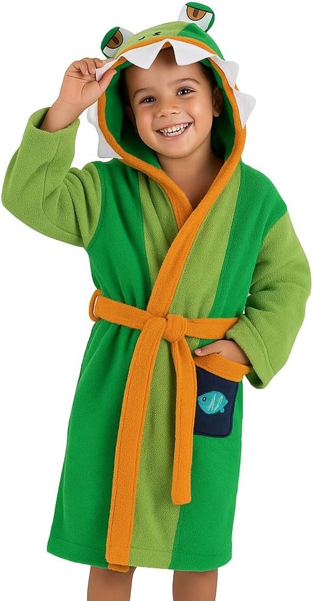 Towel Badjas voor jongens en meisjes, 100% katoen, Oeko-Tex, badstof, 450 g/m², voor douche en zwembad, met capuchon, tas en riem, zacht en absorberend