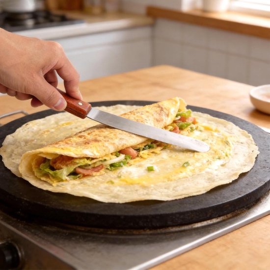 Set van 2 pannenkoekenverdelers en pannenkoeken, roestvrij staal, comfortabele handgreep, deegverdeler, spatel voor pannenkoeken, galette, pannenkoeken, pannenkoeken, pannenkoeken, pannenkoeken — afbeelding 3
