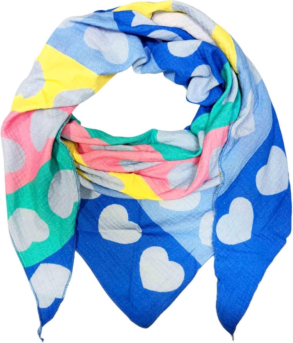 Driehoek gebreide sjaal regenboog hart lente sjaal 100% katoen Made in Italy Fashion doek driehoekige sjaal stola herfst lente doek kleurverloop hart regenboog