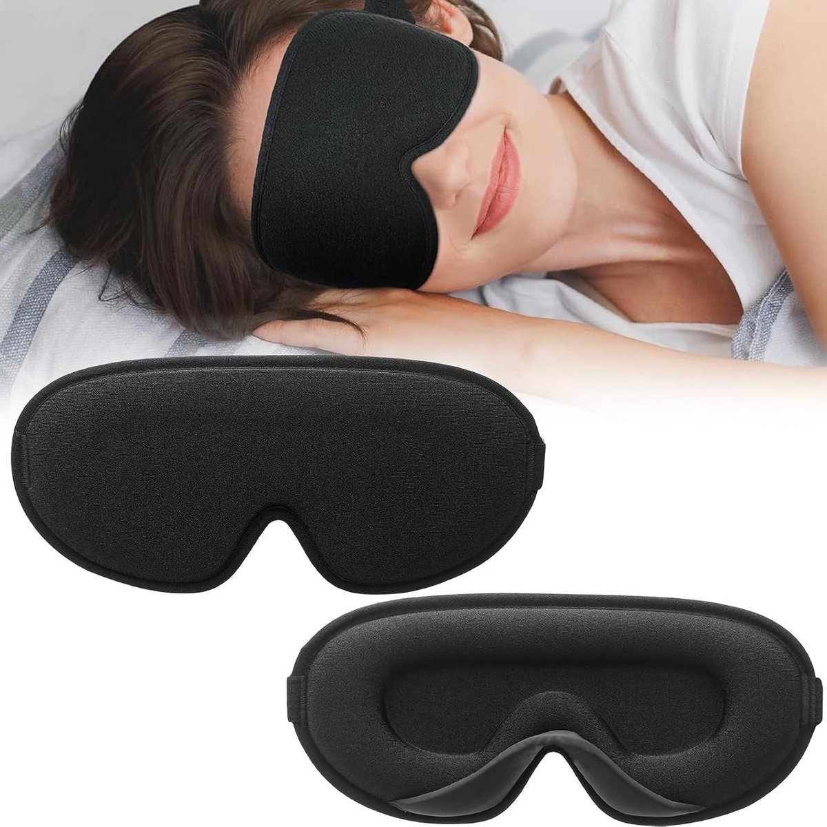 SnelShoppen - 3D Eye Mask voor Side Sleepers - Ademend, Verstelbaar en Comfortabel - Luxe Nylon & Polyester - Ideaal voor Thuis, Vliegtuig en Reizen