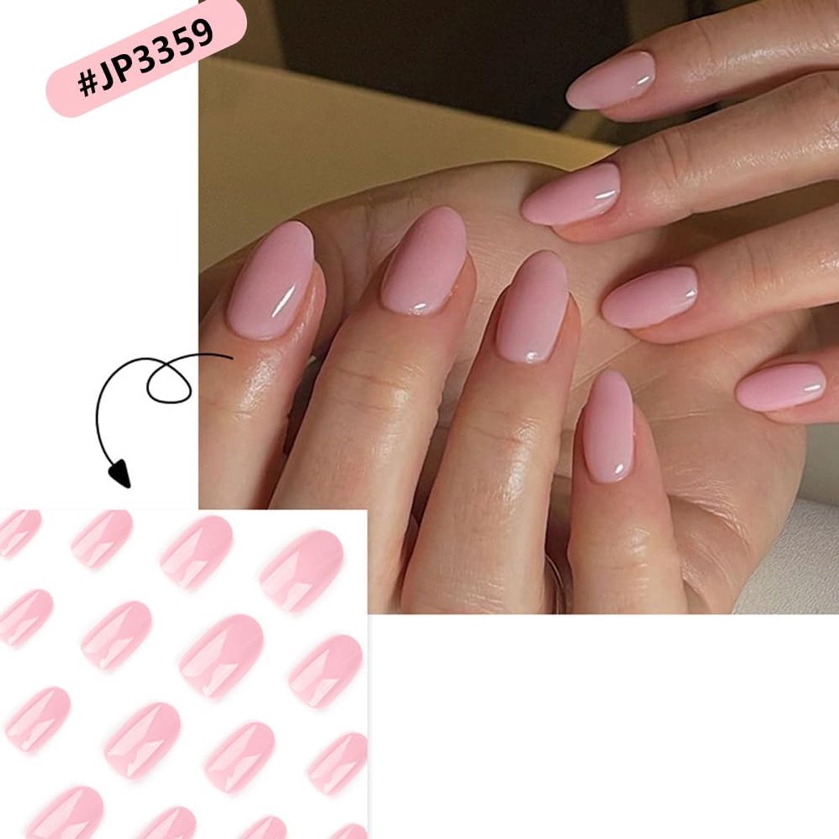 Kunstnagels 24 stuks - Korte ronde vorm - Zacht gel materiaal - Natuurlijke, effen kleur - ShopVlot