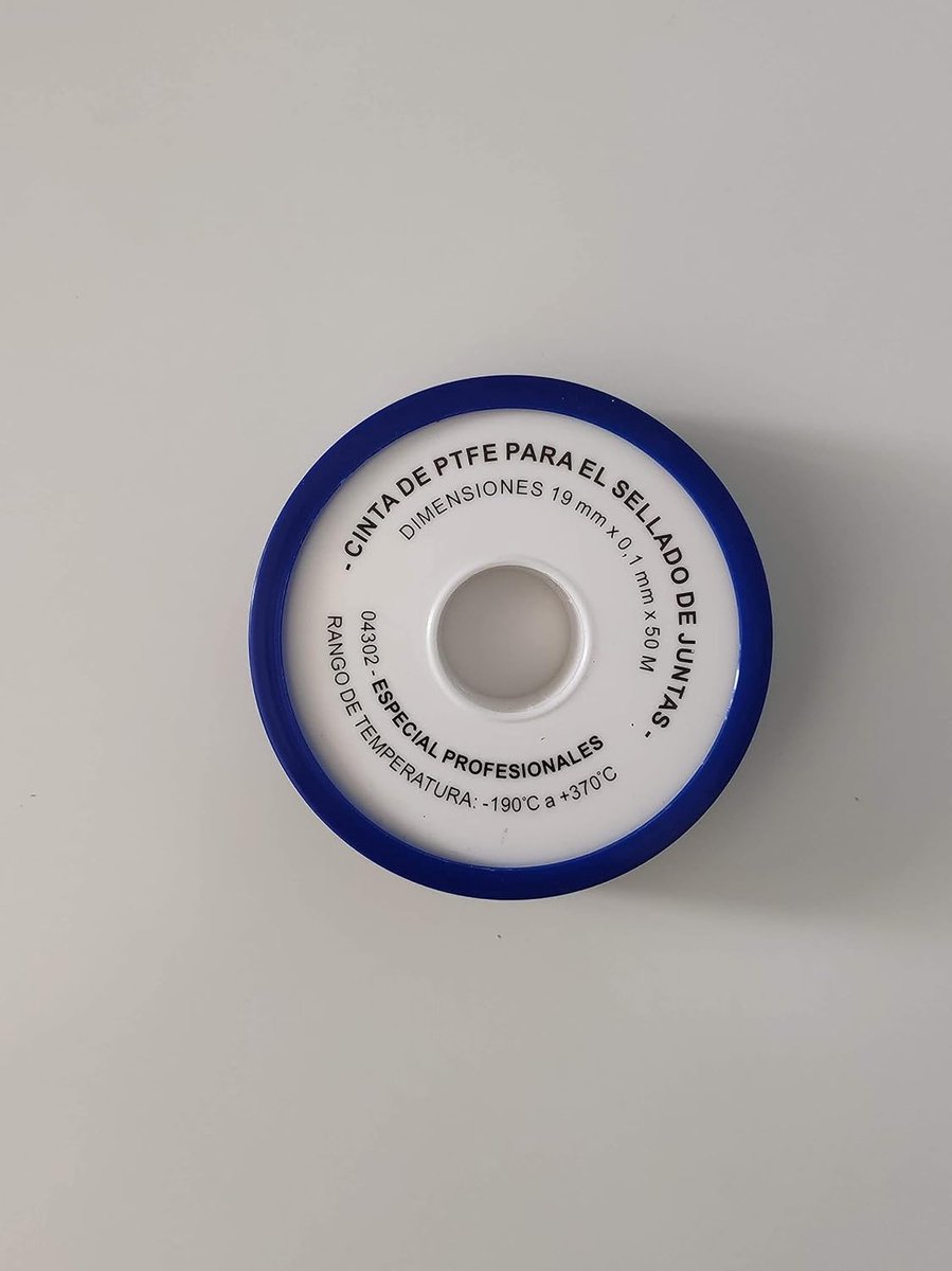 Professioneel PTFE-plakband, rol voor het afdichten van loodgietersvoegen, 19 mm x 0,1 mm x 50 m
