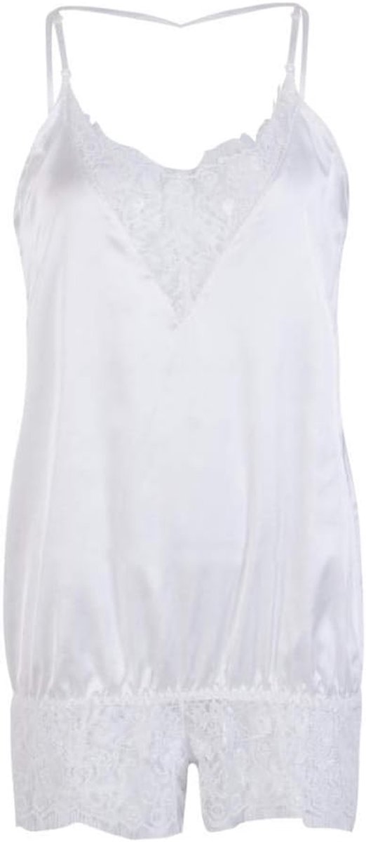 Dames Dames Nachtkleding Sexy Pyjama Jumpsuits Zwart Wit Bodysuit-B_XXL