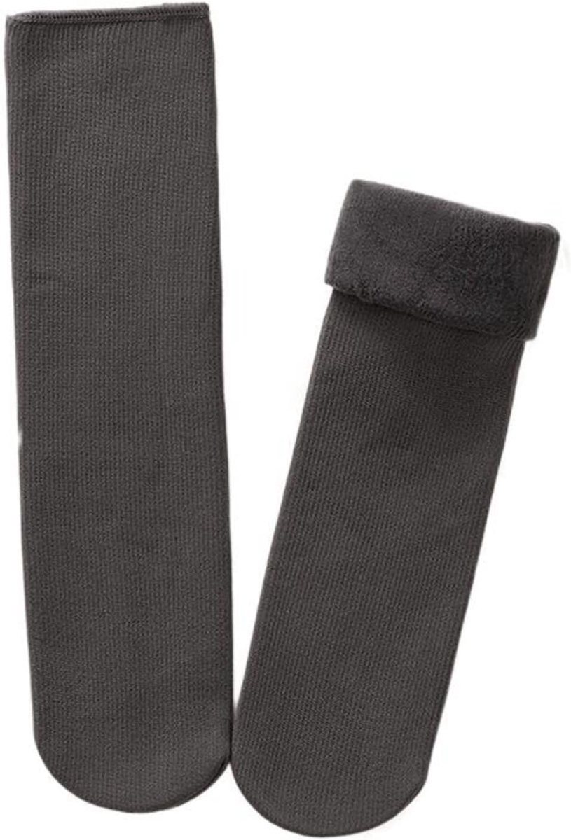 Sokken - 10 Paar Dames Winter Fleece Verdikte Warme Slaapsokken Effen Kleur Gebreide Streep Elastisch Middenbuis Vloersokken Outdoor Ski Vrije Tijd Ademend, 10 Paar Donkergrijs