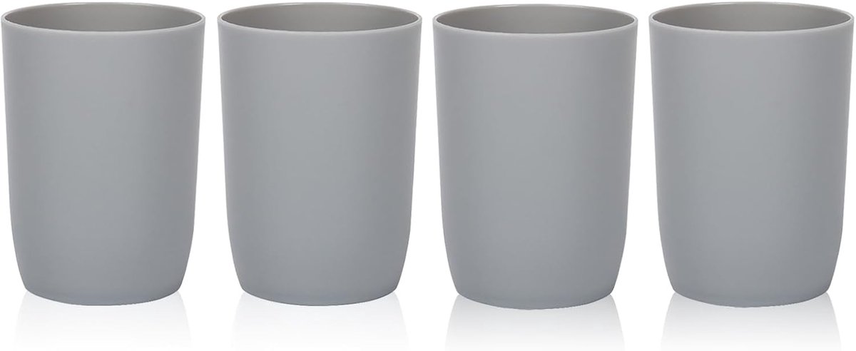 4 stuks tandenborstelbekers, tandenborstelbekers voor kinderen, tandenborstelbekerset, drinkbeker kunststof, voor volwassenen, jongeren en kinderen (280 ml, Grijs)