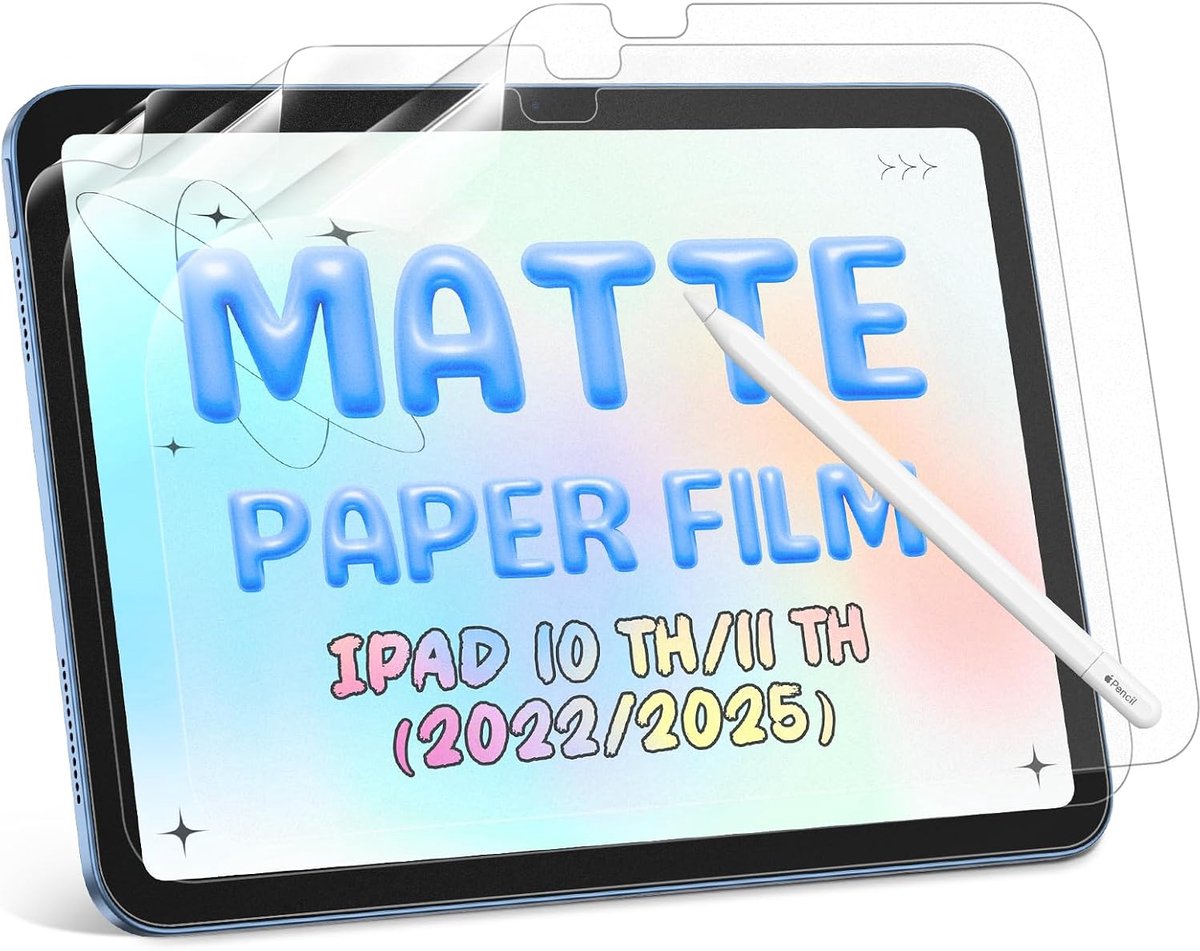 3 stuks papierfolie compatibel met iPad 11(A16) 2025/10e Gen 10,9 inch 2022, Matte papierfolie beschermfolie displaybescherming anti-reflectie Feel Paper Film PET Screen Protector voor schrijven