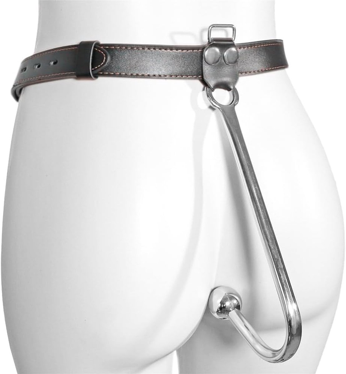 Lederen touw kuisheidsgordel flirten sexy leer harnas ondergoed met anale haak buttplug verstelbare bondage BDSM roestvrij staal anale plug (anale bal Ø 3,0 cm)