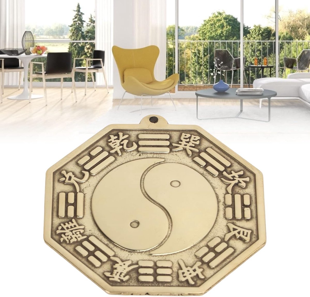 Shui Spiegel, Chinese Bagua Spiegel Hangende Messing Spiegel Dubbelzijdig voor Thuis Feng Shui Decoratie, 7cm