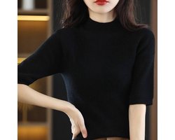 Pullovers Brei Trui - Mode Solid Color Schroefdraad Gebreide Truien, Dames Dikke Jacquard Vijfdelige Mouw Losse Gebreide Tops, Herfst Losse Casual Pullovers All-Matc