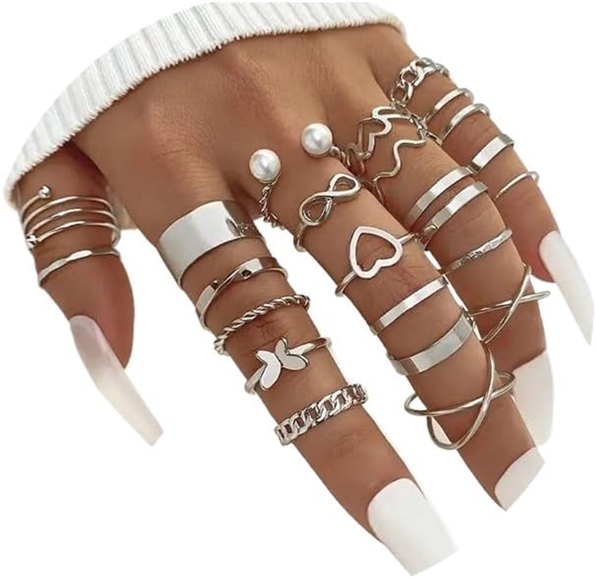 Ringen voor vrouwen, stapelbare ring, set voor dames, open, verstelbaar, trendy, stapelringen, set, eenvoudige knobbelring, cadeauset