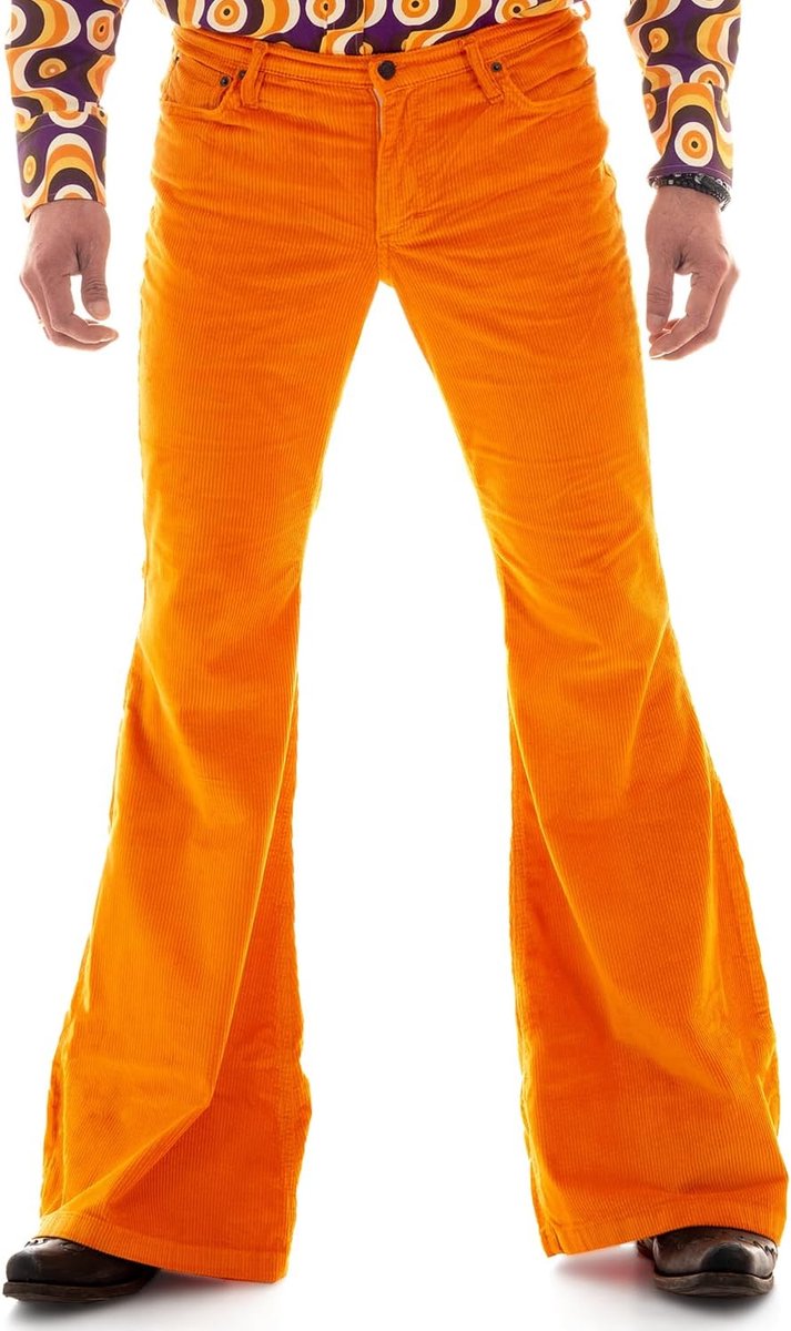 Heren corduroy broek oranje