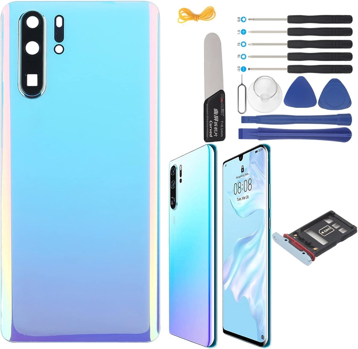 6.47 inch accudeksel geschikt voor Huawei P30 Pro vervanging van de achterklep + installatiegereedschap + 1 SIM-kaartsleuf (Breathing Crystal)