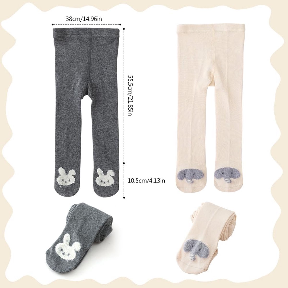 Panty voor meisjes van 2-4 jaar, hoge taille, panty voor baby's, zachte katoenmix, rekbare warme kinderlegging met schattig dierenpatroon