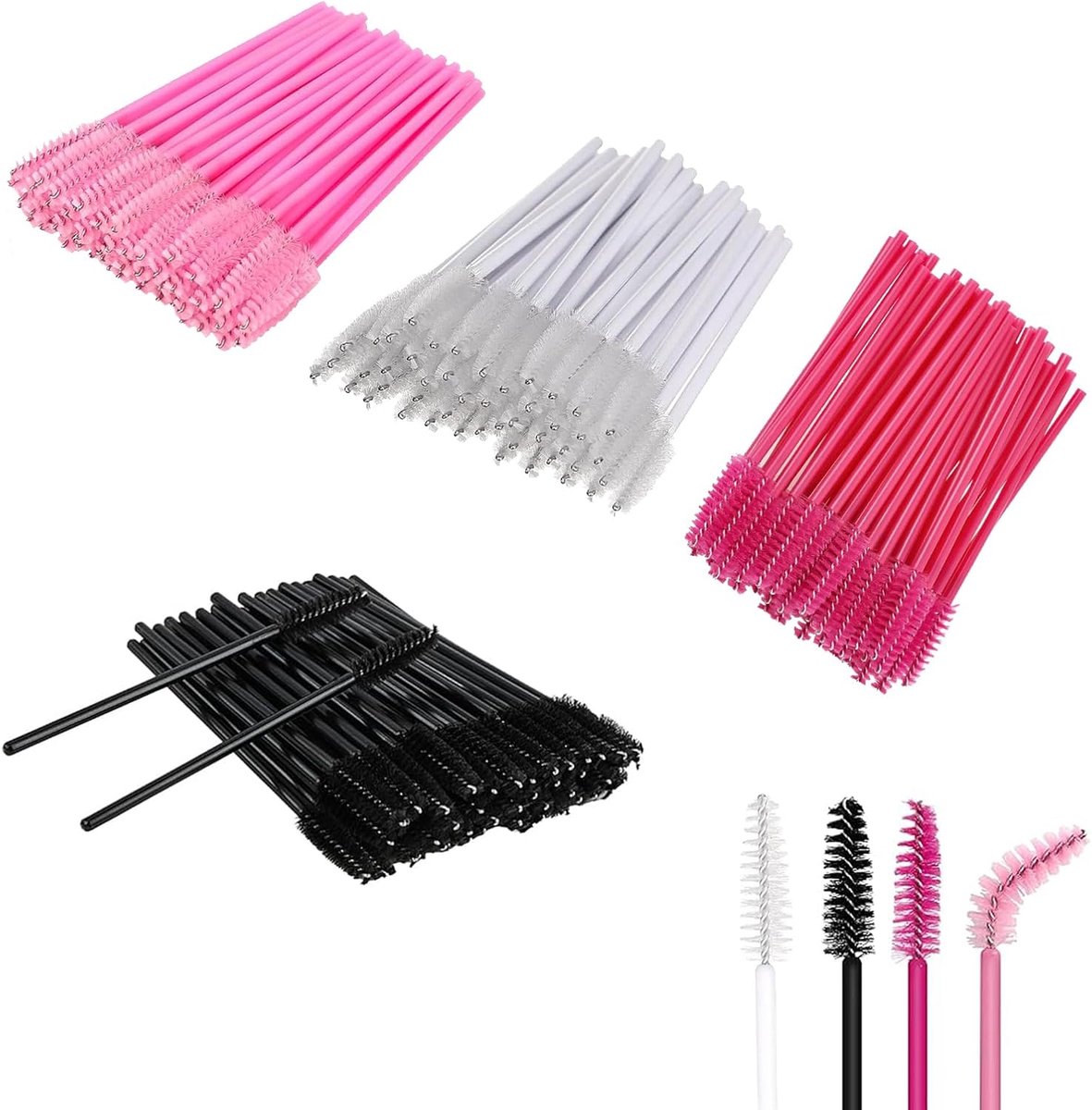 200 stuks wimperborstels, spoolies, wegwerpbare mascara-toverstokken voor wimperverlenging, wenkbrauwkwastapplicator make-upgereedschap (200, kleurrijk 1)