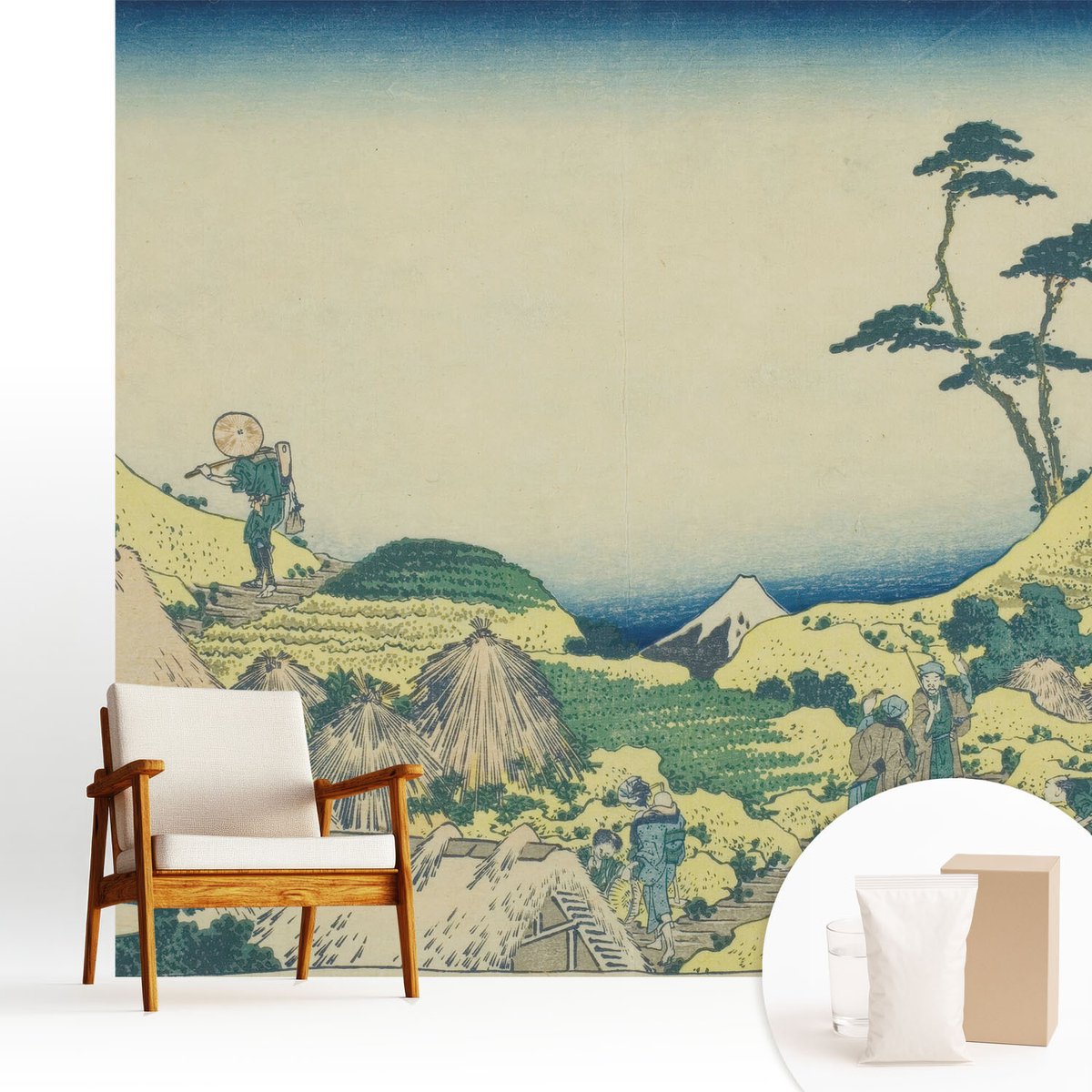 Wallfluent Fotobehang - Blauw Vliesbehang - 250x250 cm - Landelijk Landschap Muurschildering - Gang behang Landschappen - Fotobehang Vlies - Gang behang