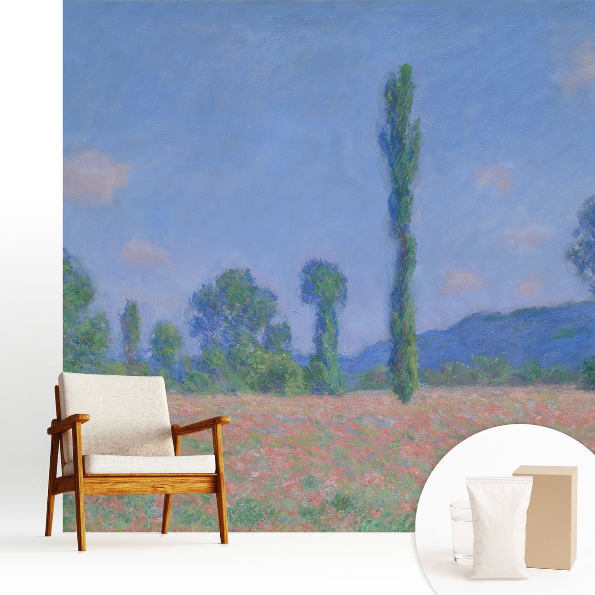 Wallfluent Fotobehang - Blauw Vliesbehang - 250x250 cm - De Charme Van De Natuur Muurschildering - Gang behang Landschappen - Fotobehang Vlies - Gang behang