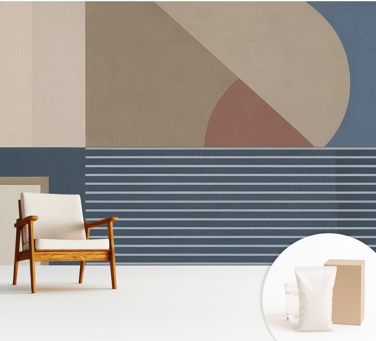 Wallfluent Fotobehang - Bruin Vliesbehang - 312x219 cm - Harmonieuze Geometrie Muurschildering - Slaapkamer behang Geometrie - Fotobehang Vlies - Slaapkamer behang