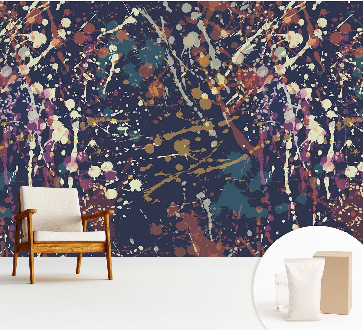 Wallfluent Fotobehang - Marine Vliesbehang - 312x219 cm - Kleurrijke Abstractie Muurschildering - Gang behang Abstractie - Fotobehang Vlies - Slaapkamer behang