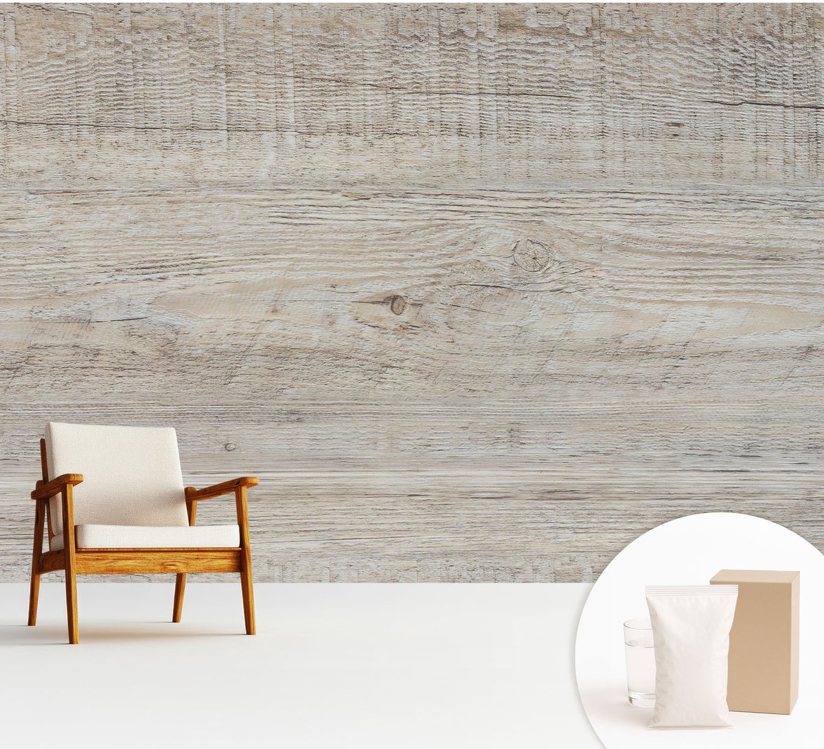 Wallfluent Fotobehang - Grijs Vliesbehang - 312x219 cm - Houten Ringen Fotobehang Vlies - Hal behang Texturen - Muurschildering - Woonkamer behang