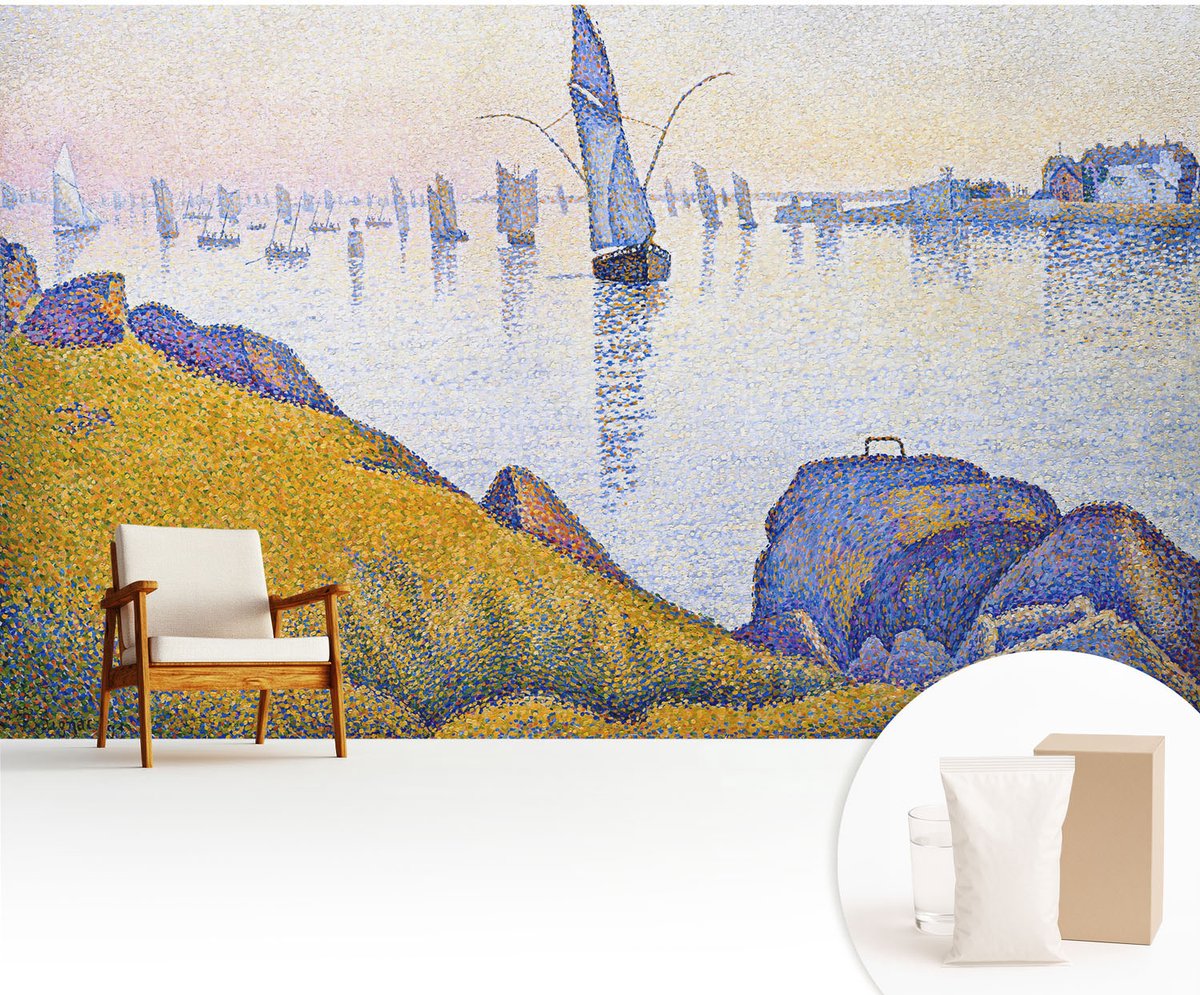 Wallfluent Fotobehang - Geel Vliesbehang - 416x254 cm - Zeilreflectie Muurschildering - Slaapkamer behang Deel - Fotobehang Vlies - Gang behang