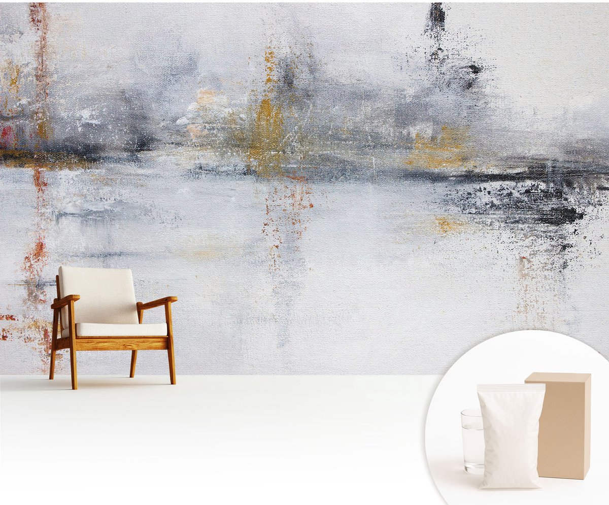 Wallfluent Fotobehang - Wit Vliesbehang - 416x254 cm - Harmonieuze Abstractie Muurschildering - Slaapkamer behang Abstractie - Fotobehang Vlies - Slaapkamer behang