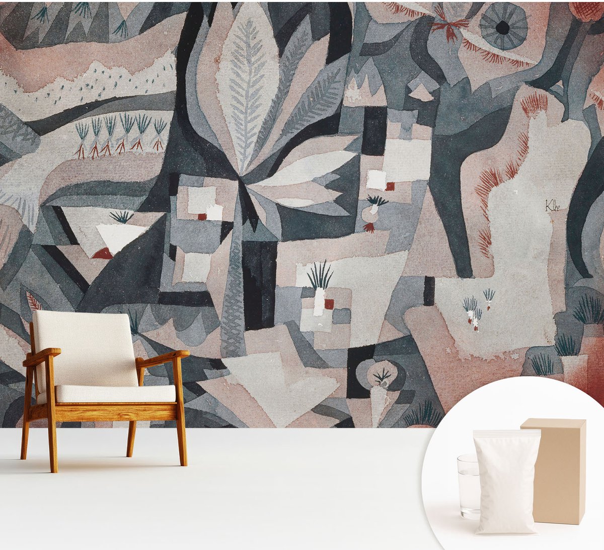Wallfluent Fotobehang - Beige Vliesbehang - 312x219 cm - Abstractie Van De Natuur Fotobehang Vlies - Hal behang Abstractie - Muurschildering - Woonkamer behang