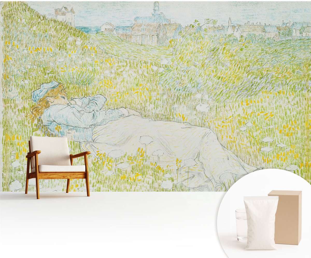 Wallfluent Fotobehang - Groente Vliesbehang - 416x254 cm - Lente Ontspanning Fotobehang Vlies - Hal behang Landschappen - Muurschildering - Woonkamer behang