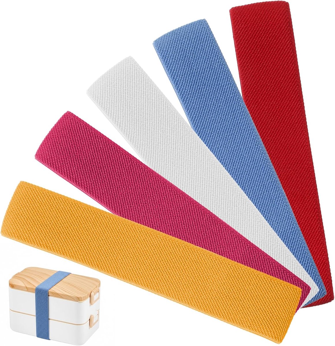 Box Riemen, 5 stuks, lunchbox, band, broodtrommel, bevestigingsriemen, bento box, elastische band, band voor bentoboxen, lunchboxen, elastiek, reserveboxen, accessoires voor school, lunchboxen