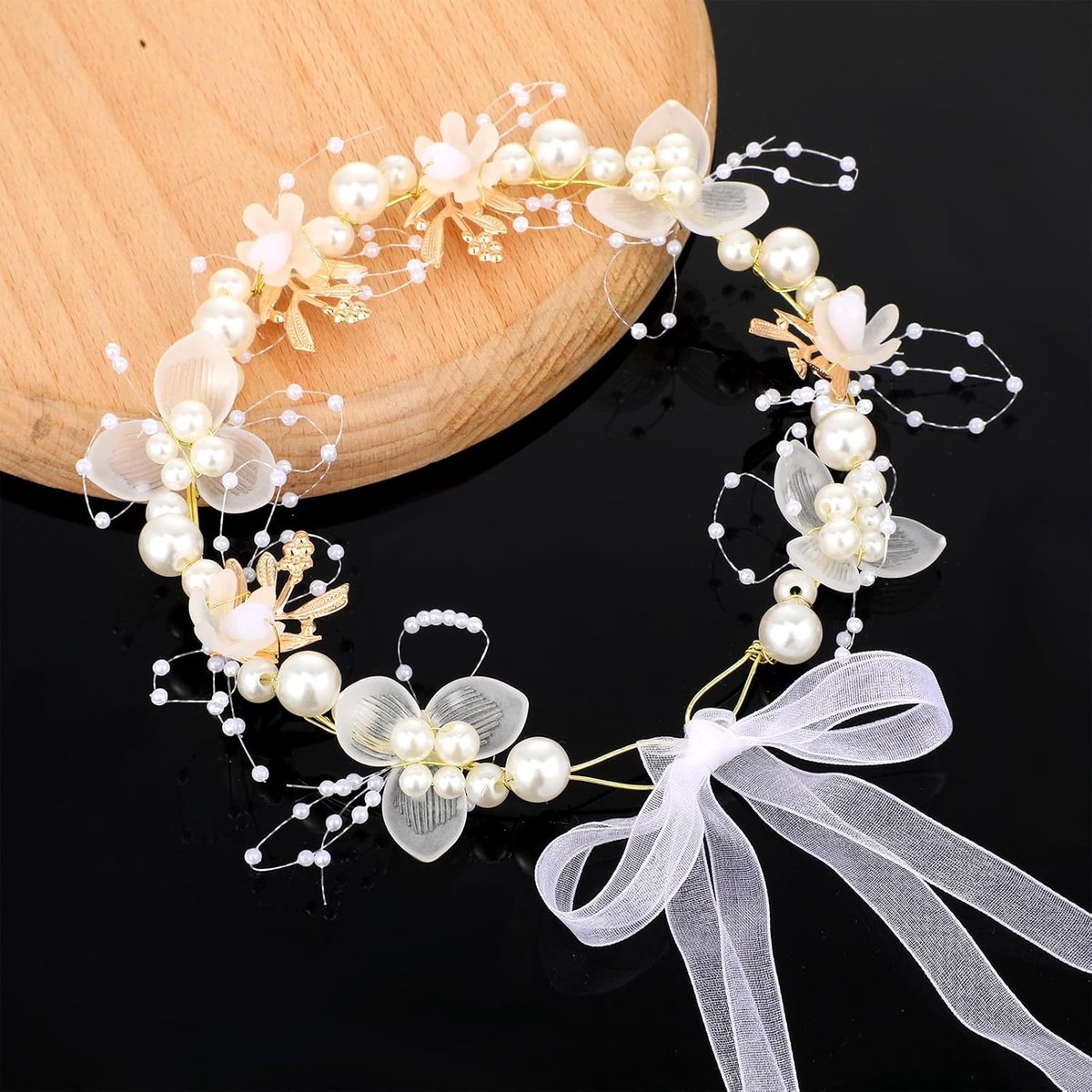 Communie-haarsieraad voor meisjes, haarsieraad voor bruiloft, communie, meisjes, haarkrans, bruiloft, prinses, bloemenkrans, haar met witte parels, haarband, geschikt voor bruidsfotografie