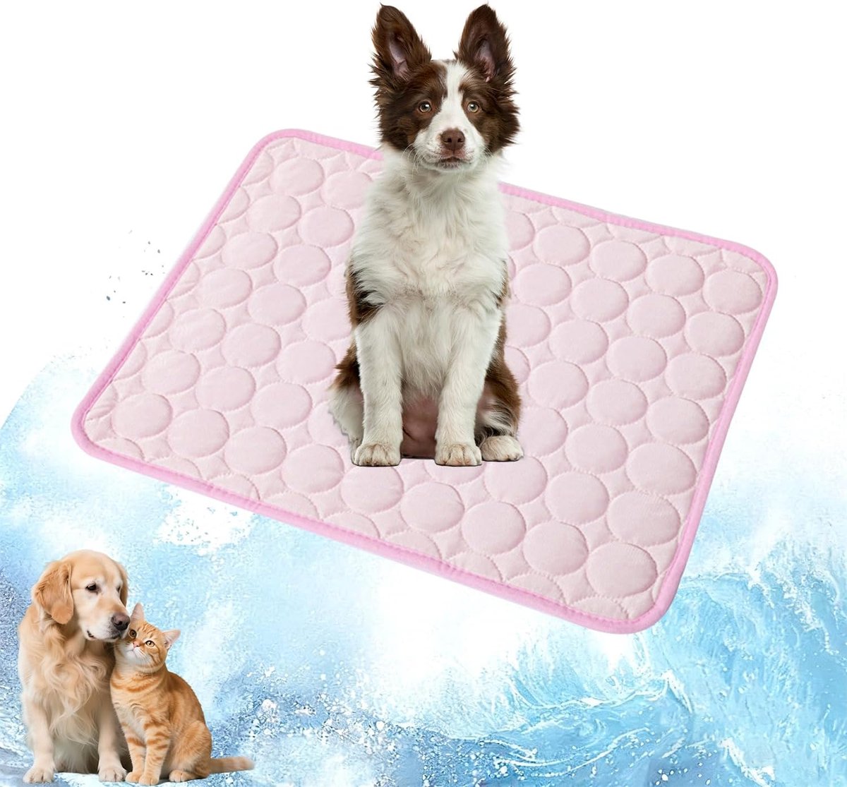 Hond en katten, 60 x 52 cm huisdier koelmat, zelfkoelende hondenmat zomer, koelkussen hond mat, koelmat voor hond kat huisdieren, maat: M (roze)