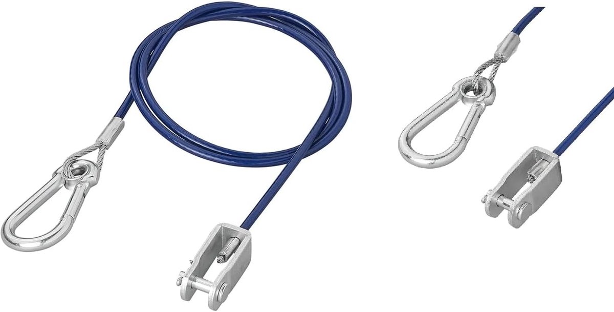 Remsnoer 1 m - met fork head, haak of karabiner - veiligheidskabel - voor standaard geremde aanhangers - ShopVlot